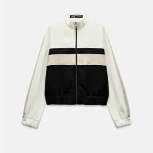 Zara Black and White Bomber Jacket
